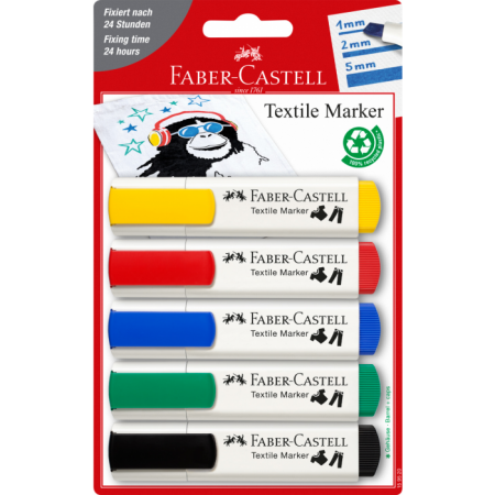5-pieces Textile Marker Set, Primary